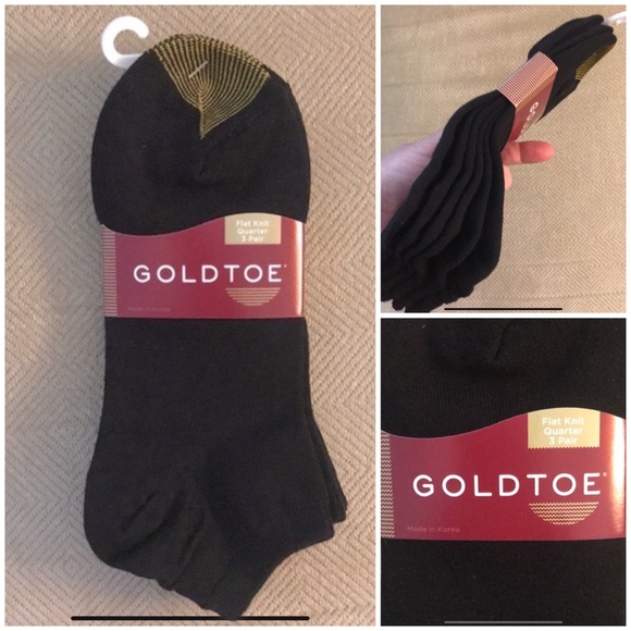 Gold Toe Accessories New 3pack Goldtoe Quarter Socks Black Nip